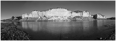 White cliffs. Upper Missouri River Breaks National Monument, Montana, USA (Panoramic black and white)
