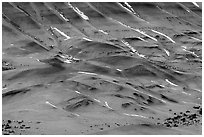 Colorful strata and snow on painted hills. John Day Fossils Bed National Monument, Oregon, USA ( black and white)