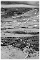 Blue light on Painted hills at dusk. John Day Fossils Bed National Monument, Oregon, USA (black and white)