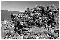 Obsidian glass formation. Newberry Volcanic National Monument, Oregon, USA (black and white)