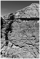 Black obsidian rock formation. Newberry Volcanic National Monument, Oregon, USA ( black and white)