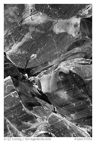 Obsidian glass close-up. Newberry Volcanic National Monument, Oregon, USA (black and white)