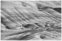 Colorful layers of rock on eroded hills. John Day Fossils Bed National Monument, Oregon, USA (black and white)