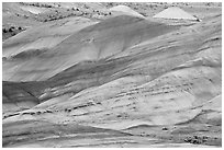 Weathered volcanic ash hills. John Day Fossils Bed National Monument, Oregon, USA ( black and white)