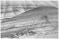 Colorful hummocks and hills. John Day Fossils Bed National Monument, Oregon, USA (black and white)