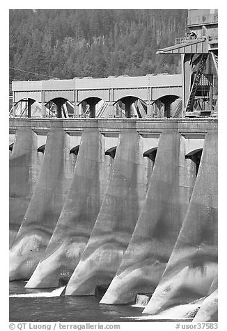 Bonneville Dam. Columbia River Gorge, Oregon, USA (black and white)