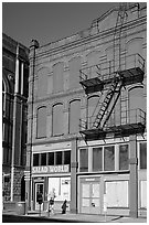 Brick building, downtown. Portland, Oregon, USA (black and white)