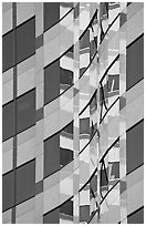 Pattern of windows and reflections in high rise building. Portland, Oregon, USA ( black and white)