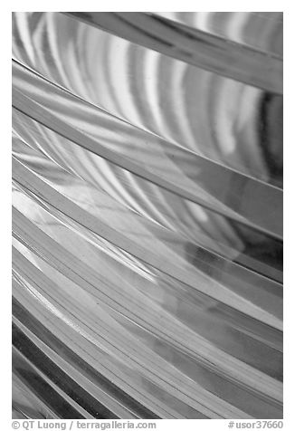 Pattern in lighthouse Fresnel lens, Cap Meares. Oregon, USA (black and white)