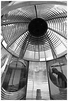 Light and glass prism, Cap Meares lighthouse. Oregon, USA ( black and white)