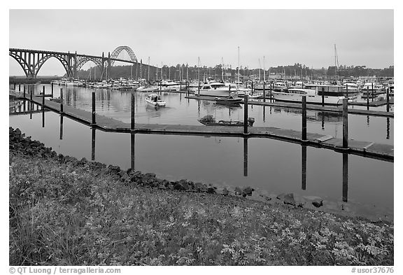 Newport harbor. Newport, Oregon, USA (black and white)