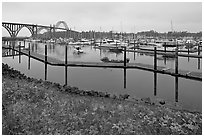 Newport harbor. Newport, Oregon, USA ( black and white)