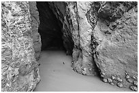 Entrance to sea cave. Bandon, Oregon, USA ( black and white)