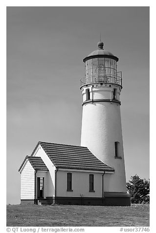 Cape Blanco Lighthouse tower. Oregon, USA (black and white)