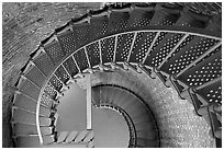 Spiral staircase inside Cape Blanco Lighthouse. Oregon, USA (black and white)