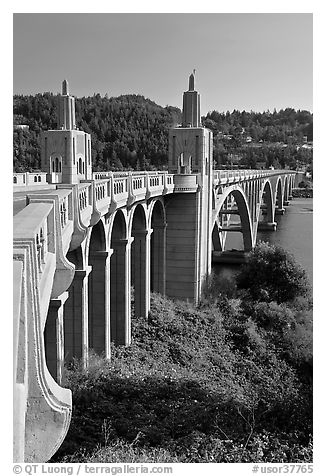 Isaac Lee Patterson Bridge over the Rogue River. Oregon, USA (black and white)