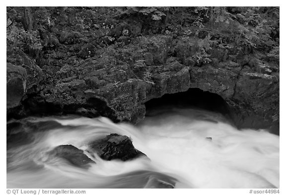 Rogue River and natural bridge. Oregon, USA (black and white)