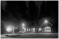 Union Creek resort by night. Oregon, USA ( black and white)