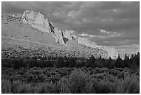 Stadender Ridge at sunset. Smith Rock State Park, Oregon, USA (black and white)