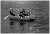 Rafting, McKenzie river. Oregon, USA (black and white)