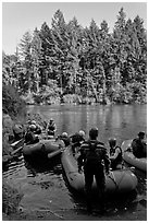 Rafts landing, Ben and Kay Doris Park. Oregon, USA (black and white)