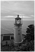 Heceta Head lighthouse at sunrise. Oregon, USA (black and white)