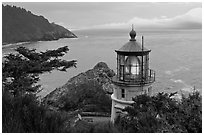 Heceta Head light and fresnel lens. Oregon, USA ( black and white)