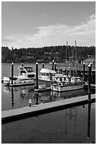 Siuslaw River and harbor, Florence. Oregon, USA ( black and white)