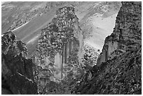 Spire of volcanic tuff, Leslie Gulch. Oregon, USA (black and white)