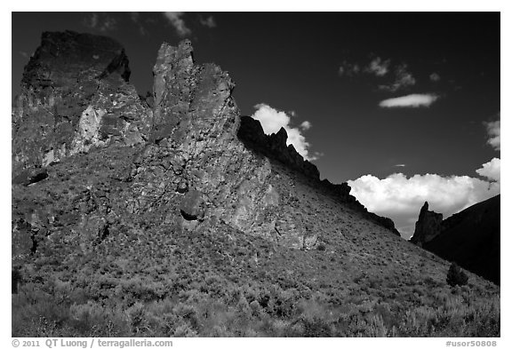 Shadows across spires,  Leslie Gulch BLM Area of Critical Environmental Concern. Oregon, USA