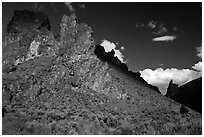 Shadows across spires,  Leslie Gulch BLM Area of Critical Environmental Concern. Oregon, USA ( black and white)