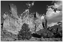 Roostercomb Rock, Leslie Gulch. Oregon, USA (black and white)