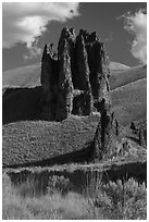 Outcrop of volcanic tuff, Leslie Gulch. Oregon, USA ( black and white)