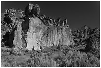 Volcanic cliffs, Leslie Gulch BLM National Backcountry Byway. Oregon, USA (black and white)