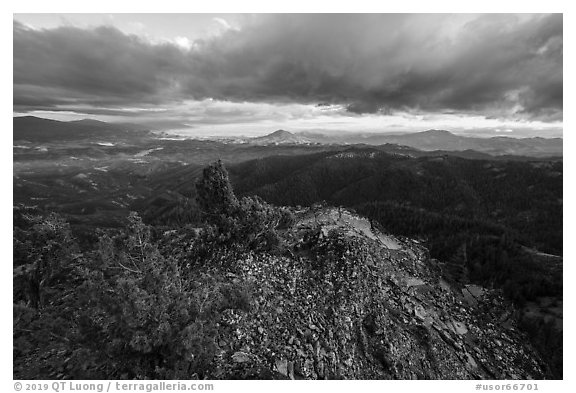 Evening storm clouds, Boccard Point. Cascade Siskiyou National Monument, Oregon, USA (black and white)