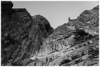 Columnar Basalt, Pilot Rock. Cascade Siskiyou National Monument, Oregon, USA ( black and white)