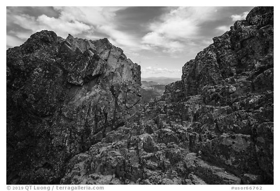 Top of Pilot Rock. Cascade Siskiyou National Monument, Oregon, USA (black and white)