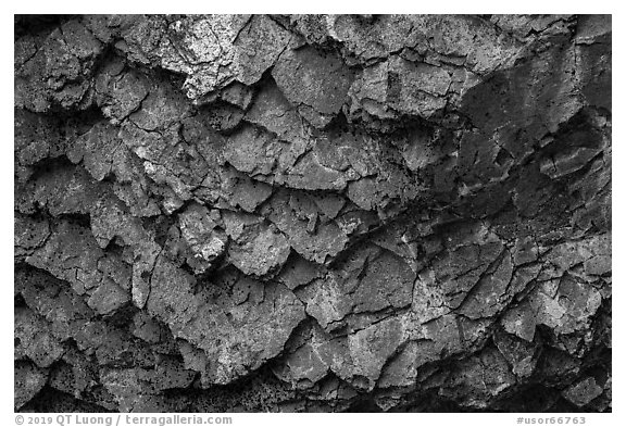 Detail of balsalt rock and lichen, Pilot Rock. Cascade Siskiyou National Monument, Oregon, USA (black and white)