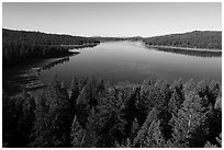 Aerial view of Hyatt Lake east shore. Cascade Siskiyou National Monument, Oregon, USA ( black and white)