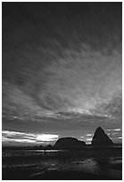 Seastack at sunset. Oregon, USA (black and white)