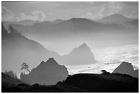 Rugged Coastline, late afternoon, Hamburg Mountain State Park. Oregon, USA ( black and white)