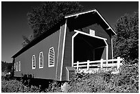 Red covered bridge, Willamette Valley. Oregon, USA (black and white)