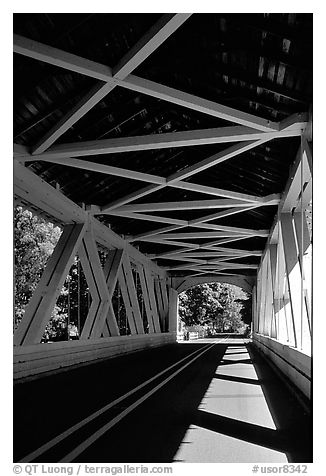 Inside a covered bridge, Willamette Valley. Oregon, USA (black and white)