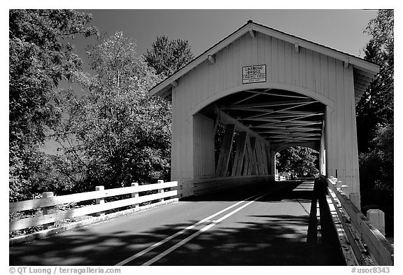 White covered bridge, Willamette Valley. Oregon, USA (black and white)
