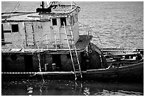 Shipwreck near Coquille River. Oregon, USA (black and white)
