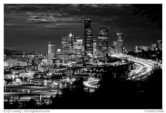 Seattle skyline at night. Seattle, Washington