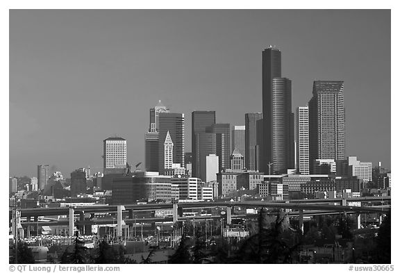 Downtown skyline. Seattle, Washington (black and white)
