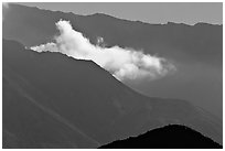 Fumerole cloud over the crater,. Mount St Helens National Volcanic Monument, Washington ( black and white)