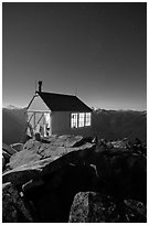 Hidden Lake Lookout by night, Mount Baker Glacier Snoqualmie National Forest. Washington (black and white)