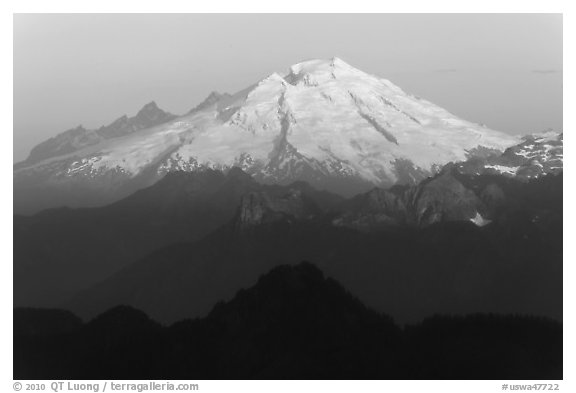 Mt Baker at sunrise. Washington (black and white)